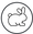 a white rabbit in a black circle