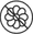 a black and white circle with a flower